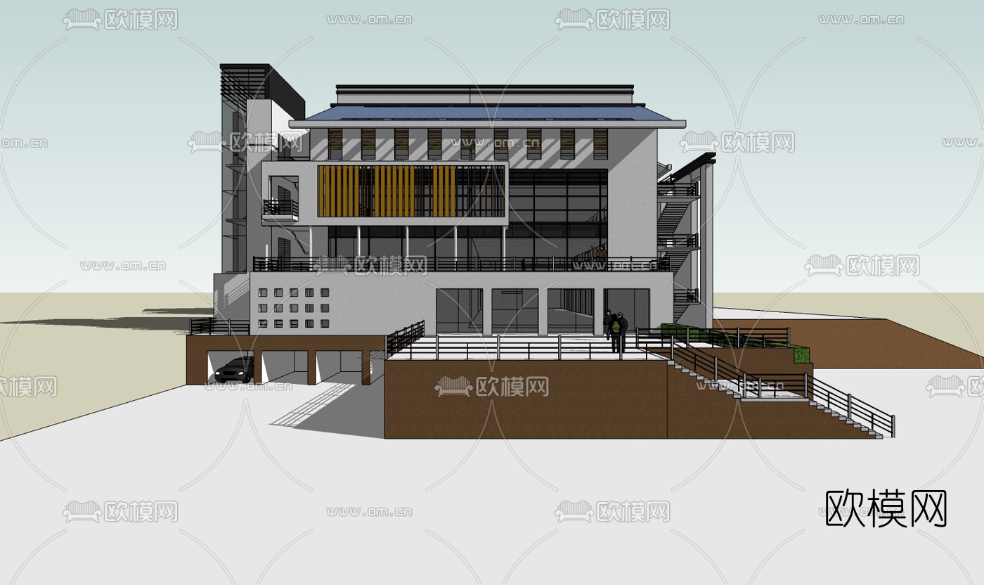 中式酒店su模型下载（渲染图2）