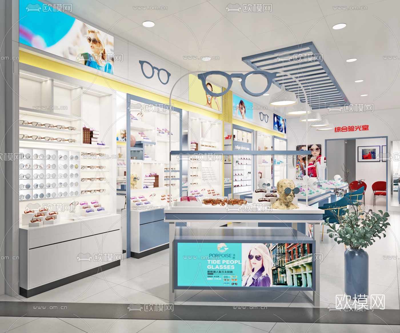现代时尚眼镜店3d模型下载（渲染图3）