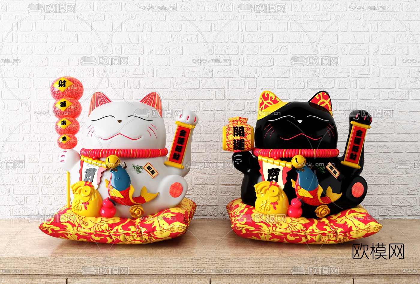 日式招财猫装饰摆件3d模型