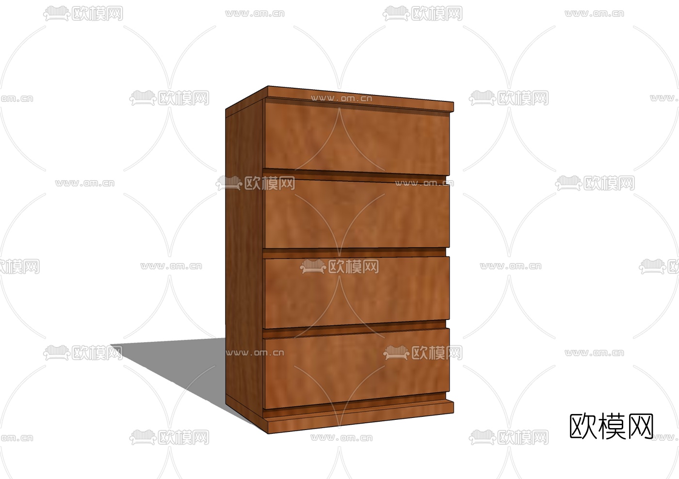 现代实木床头柜免费su模型下载