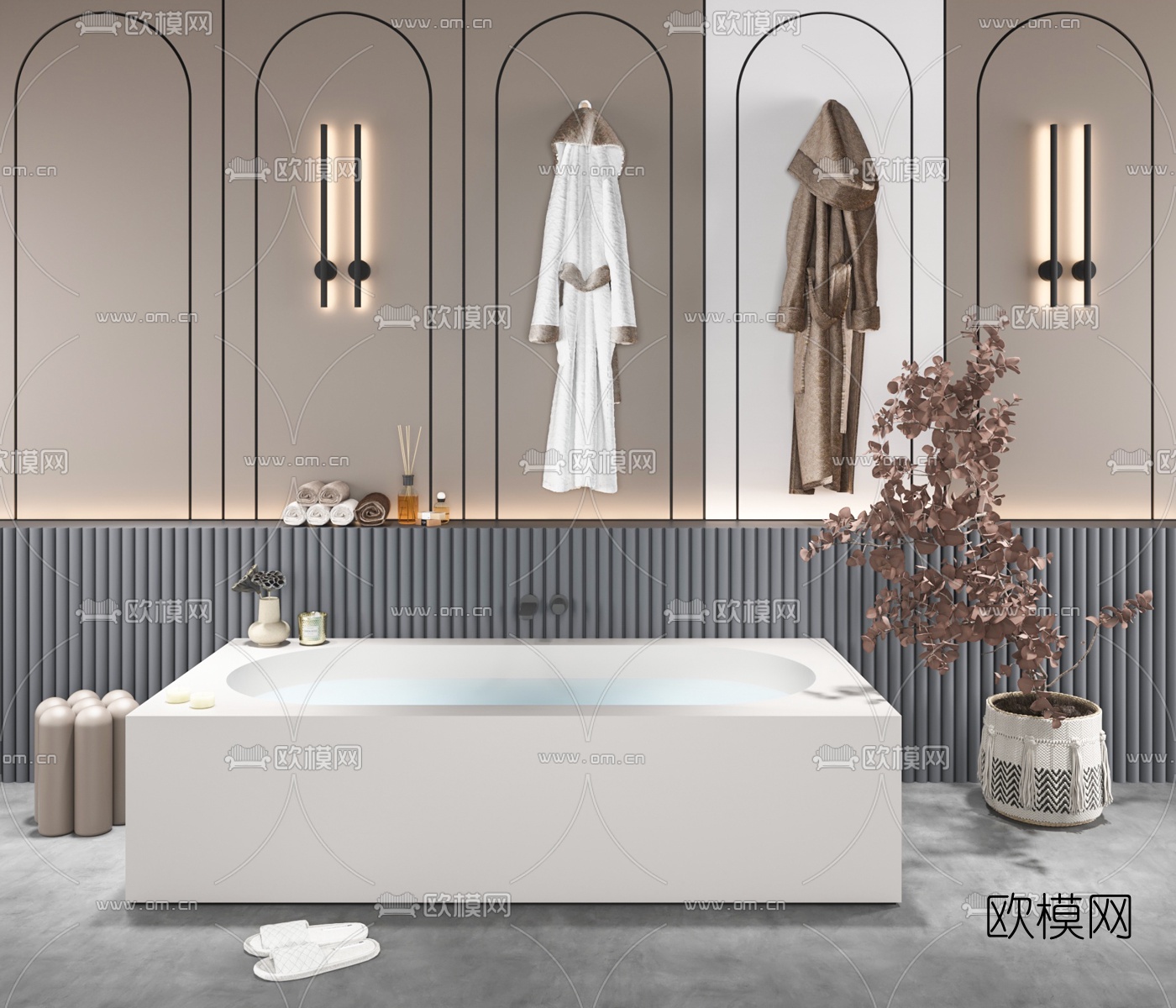 现代方形浴缸盆栽3d模型下载