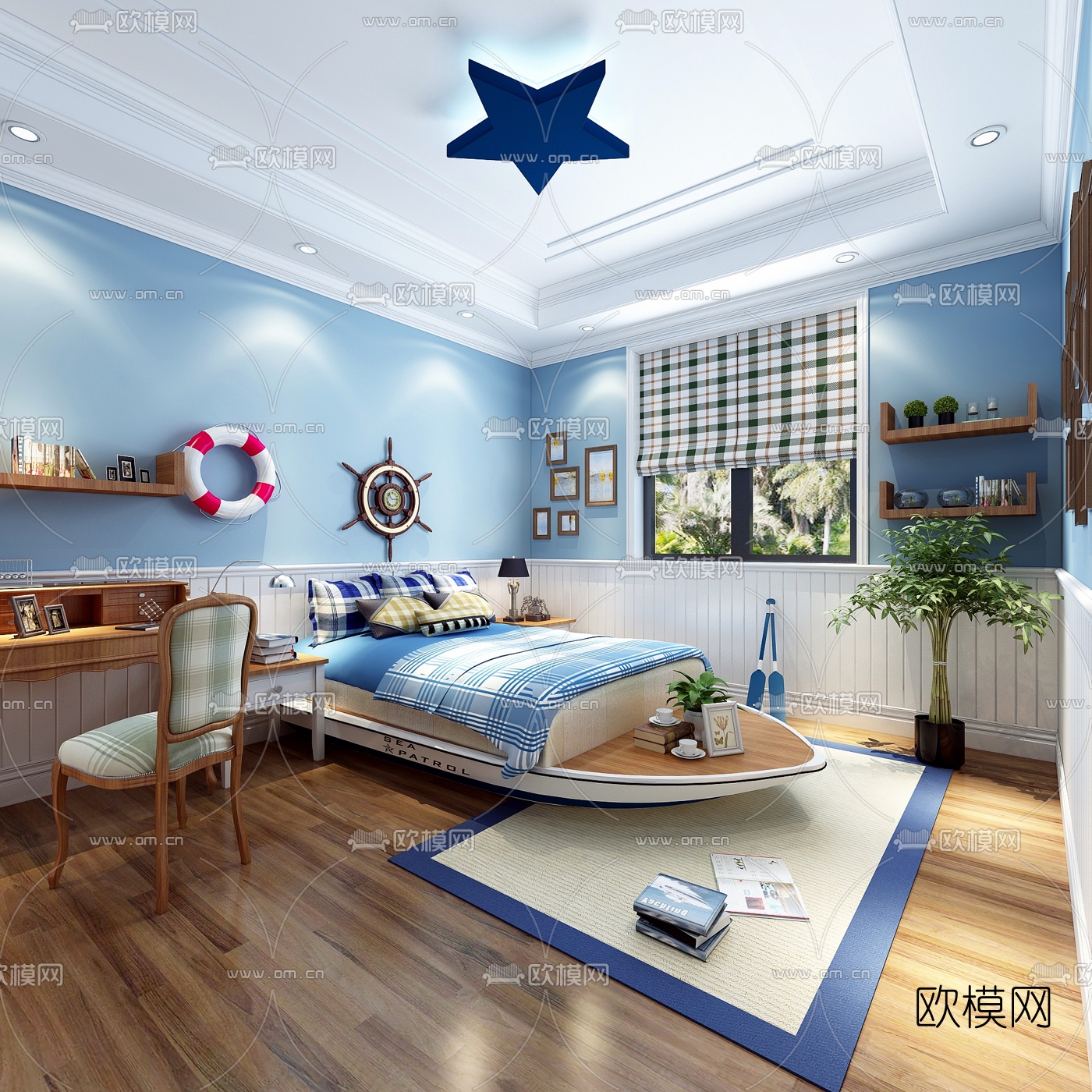 地中海小孩房卧室3D模型下载