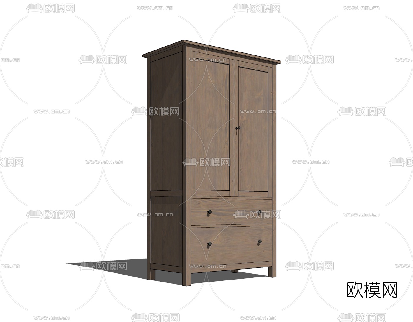 现代实木衣柜免费su模型下载