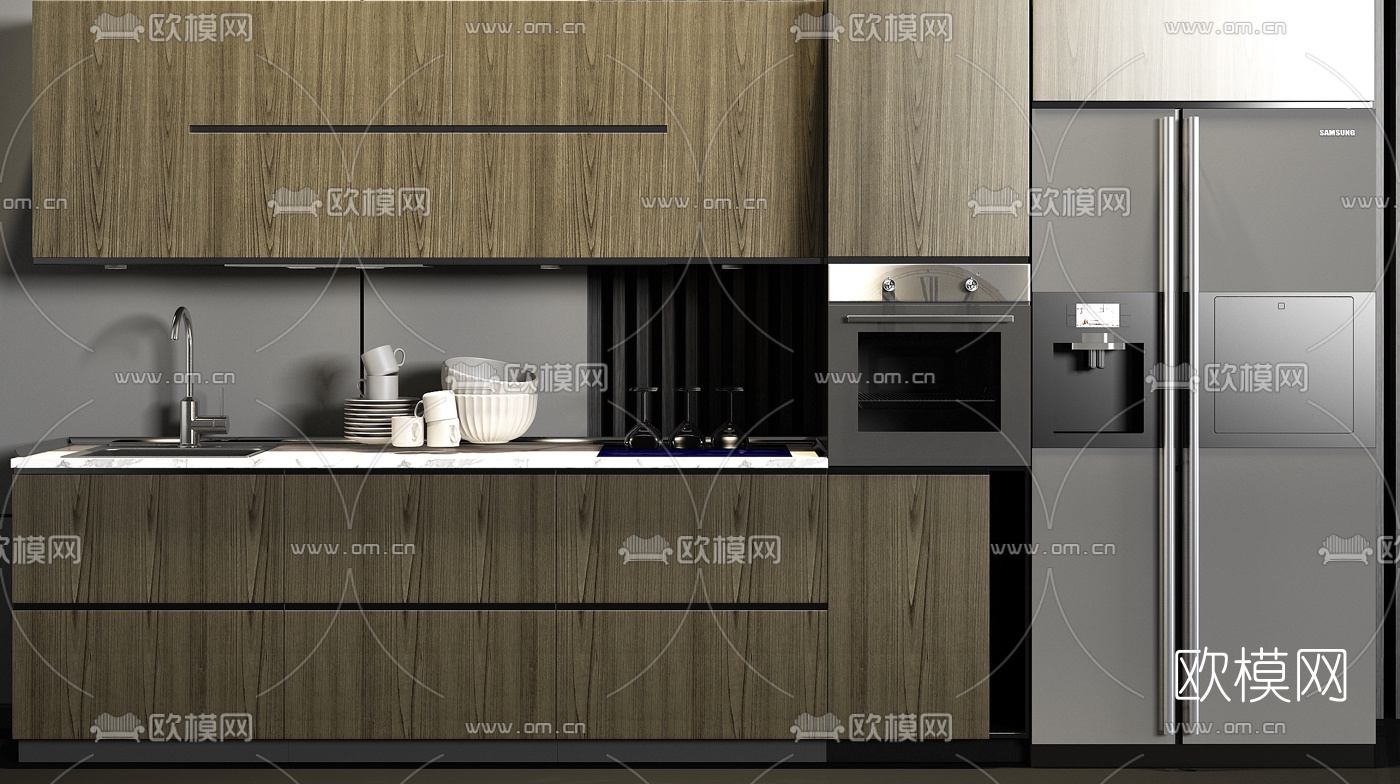 现代厨房厨柜3d模型下载