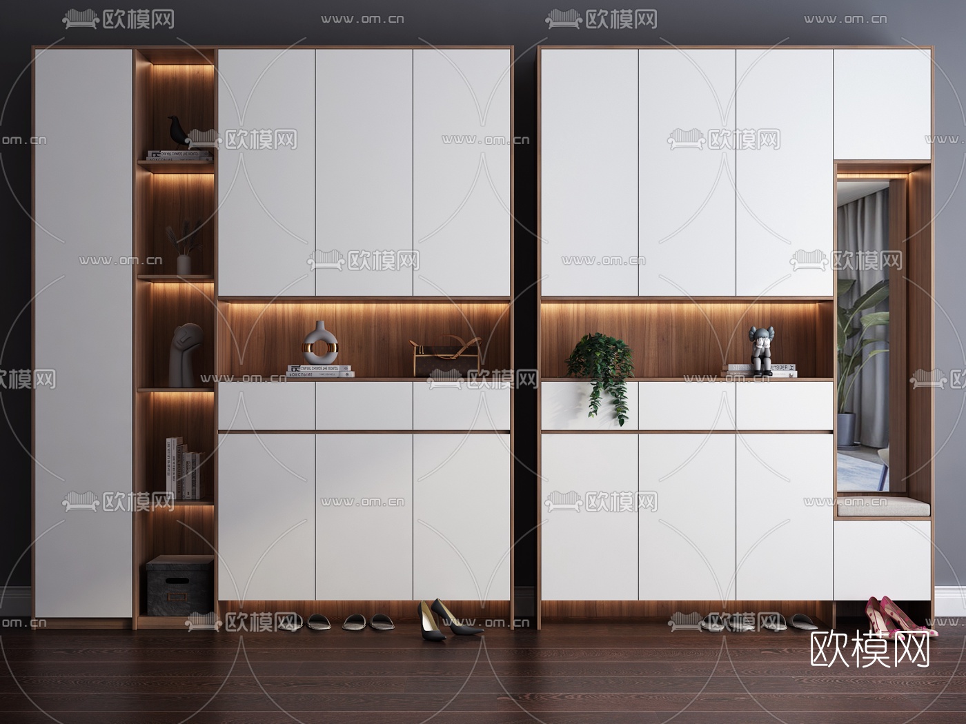 现代多功能鞋柜3d模型下载