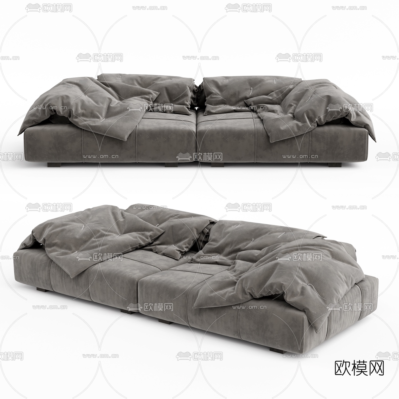 意大利baxter现代布艺双人沙发3D模型下载（渲染图1）