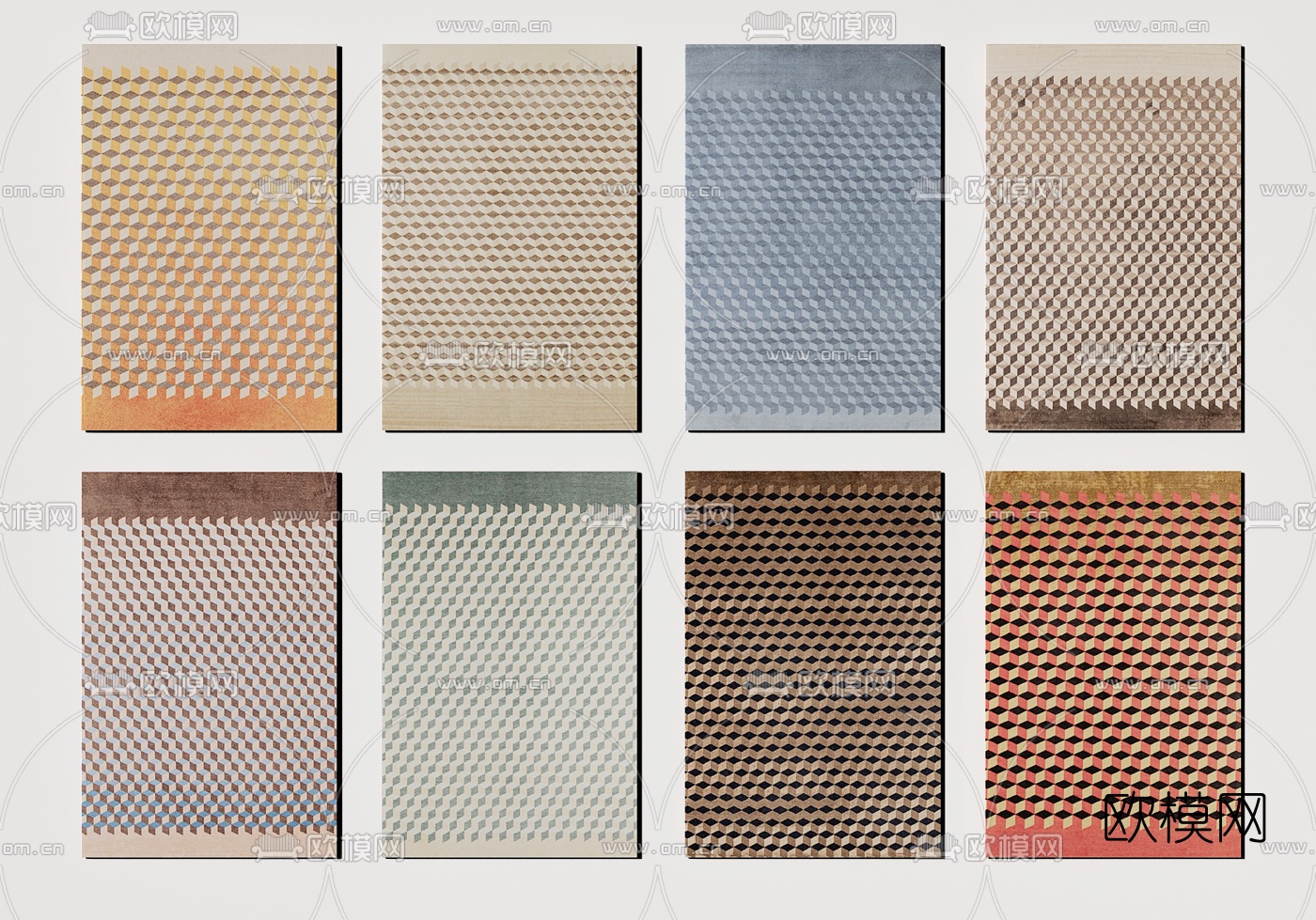 现代布艺地毯3d模型下载