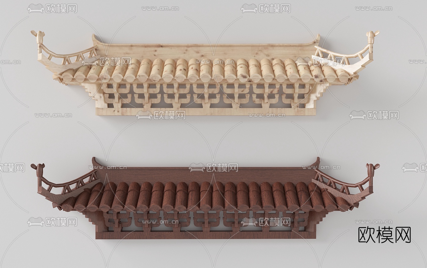 新中式门头屋檐建筑构件3d模型下载（渲染图2）