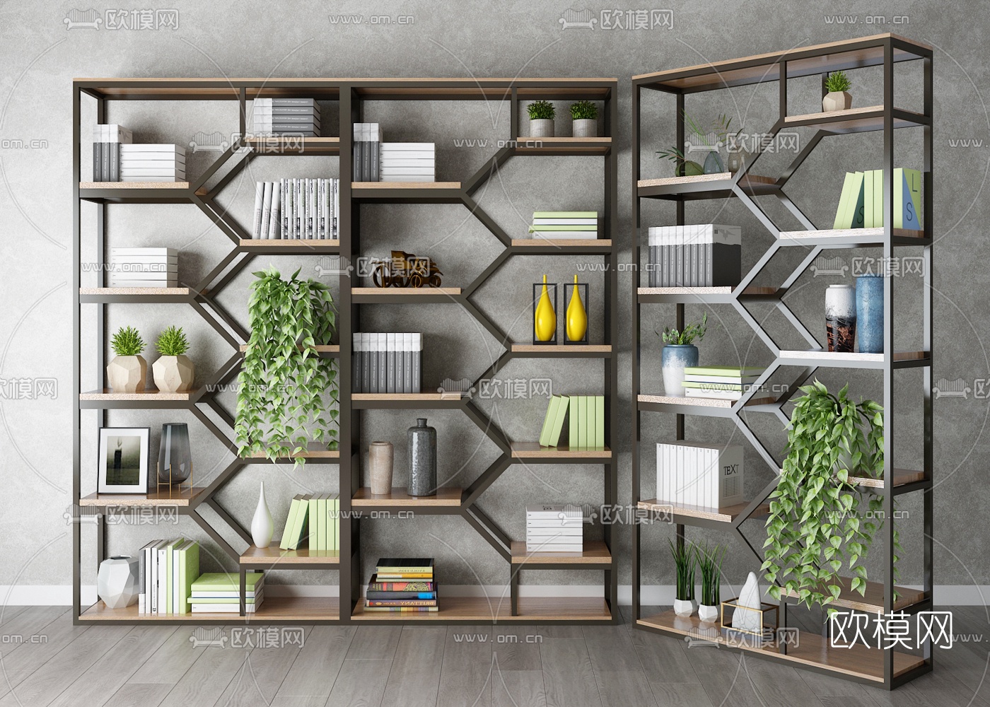 工业风书架装饰架3d模型下载