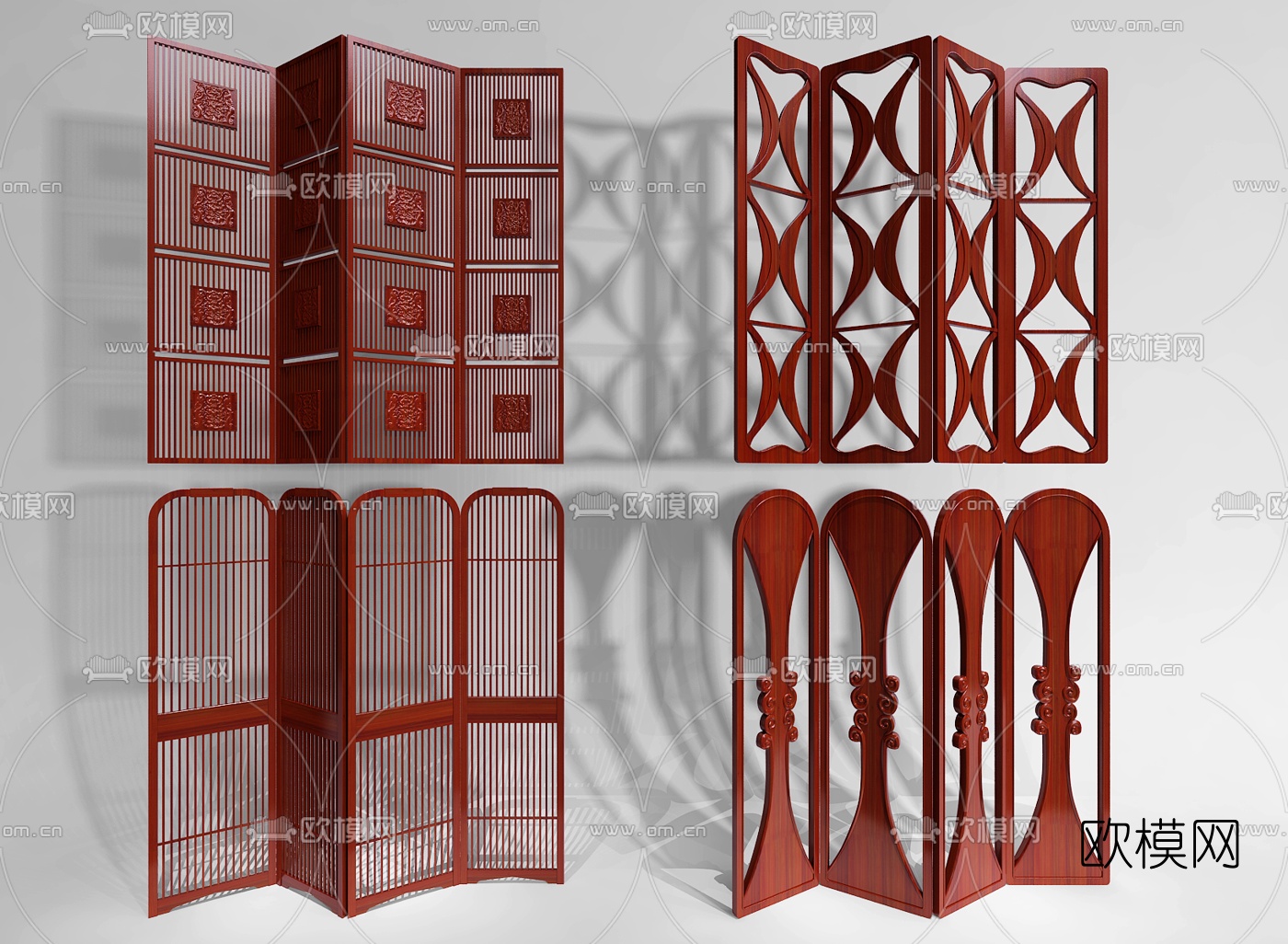 东南亚实木屏风隔断3d模型下载（渲染图1）