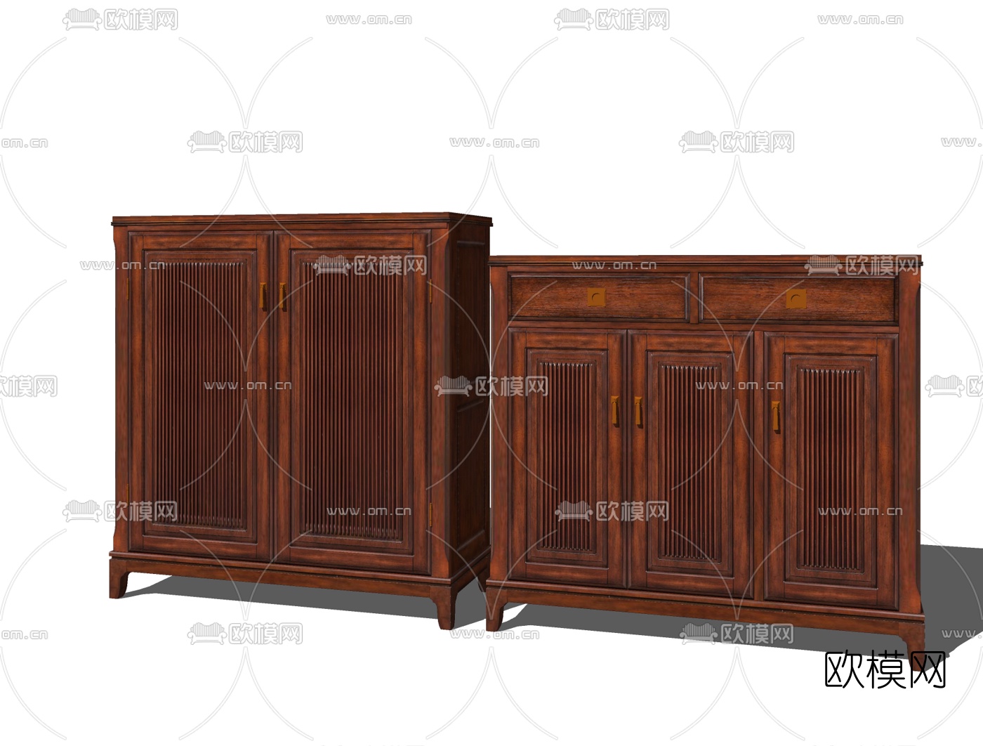 中式实木鞋柜su模型下载
