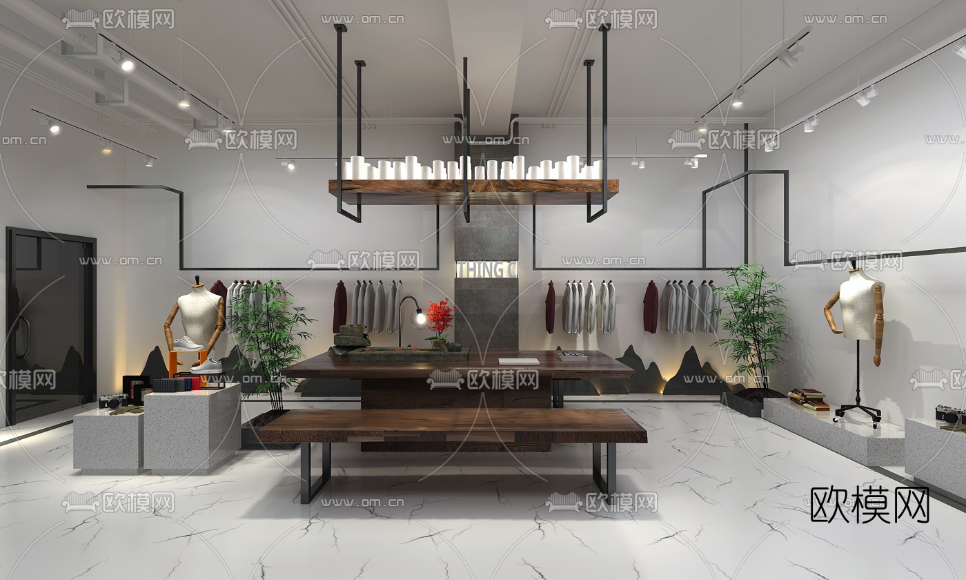 现代男装服装店3D模型下载（渲染图1）