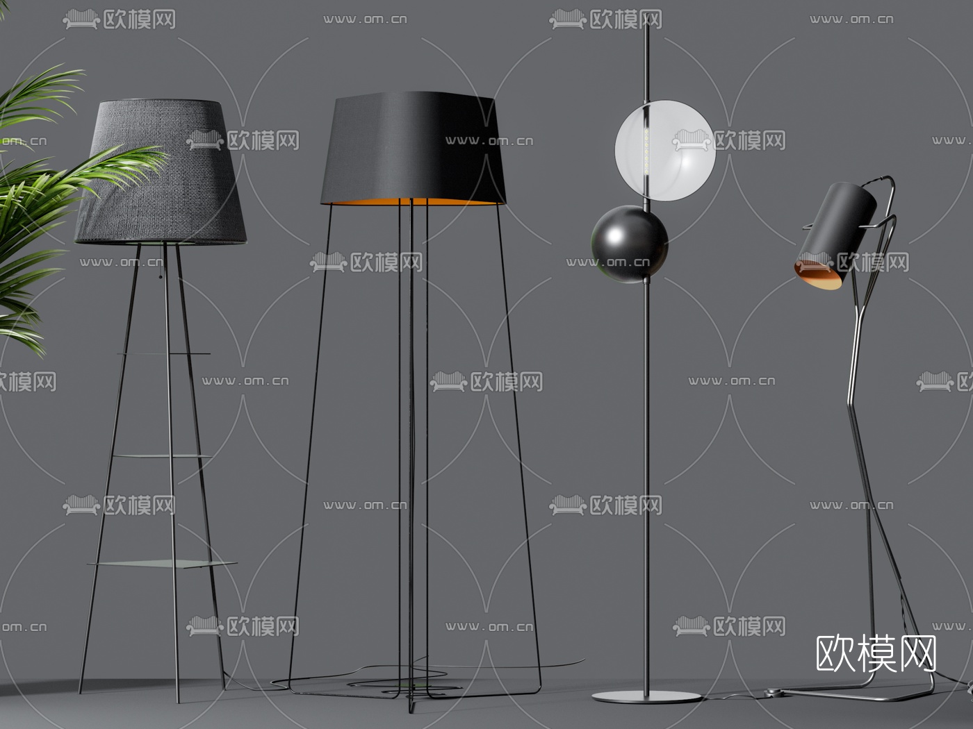 现代简约落地灯组合3d模型下载（渲染图1）