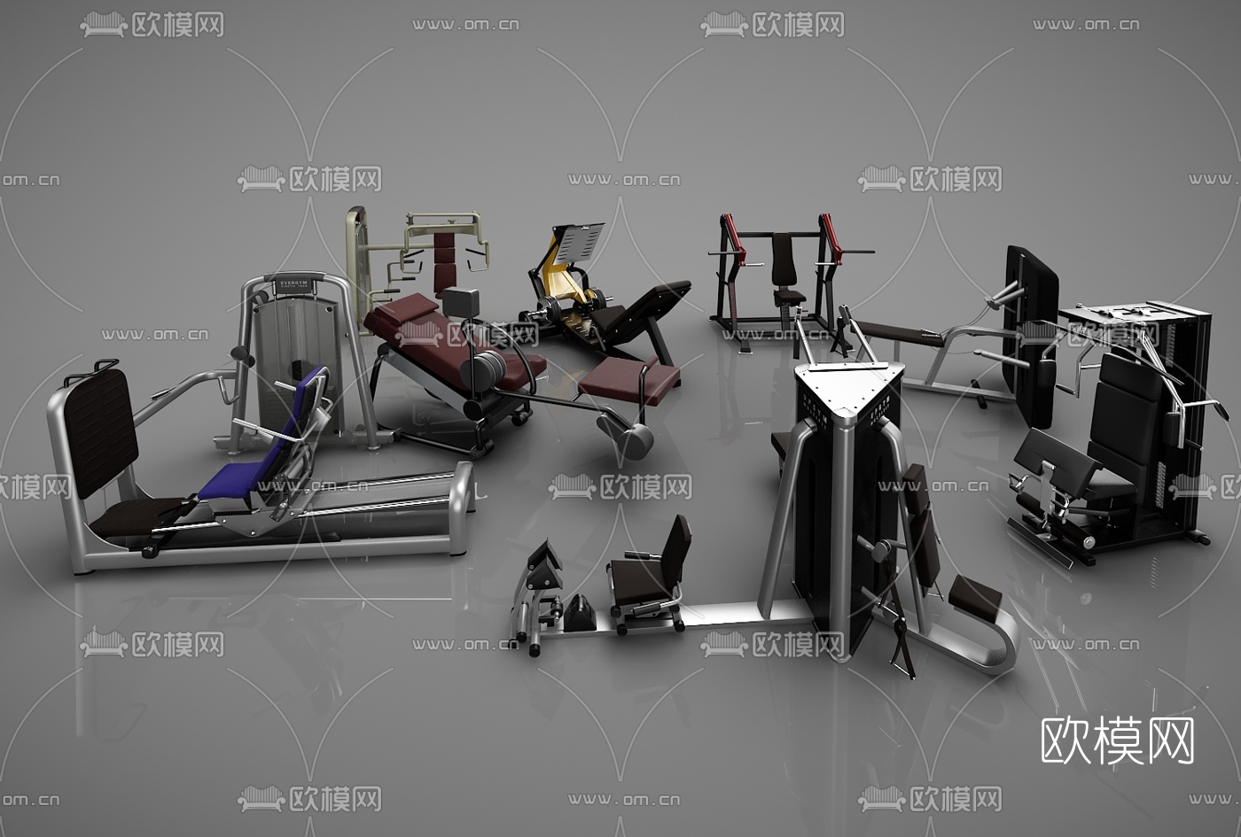 现代健身器材3d模型