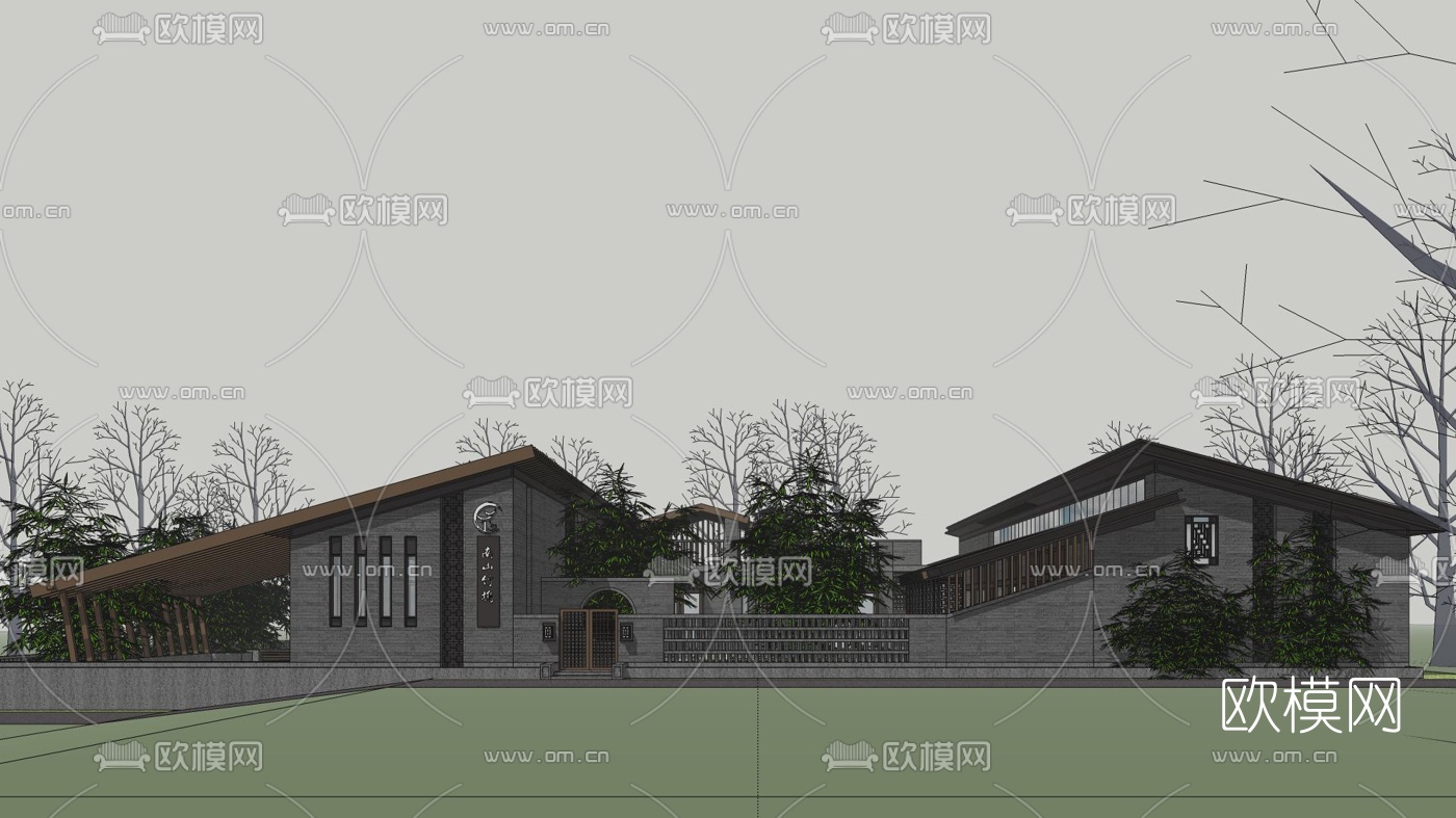 中式休闲别墅su模型