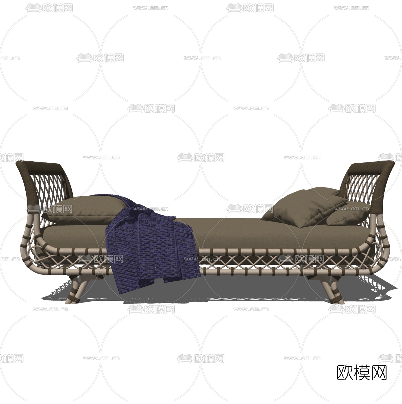 新中式藤编脚踏su模型下载