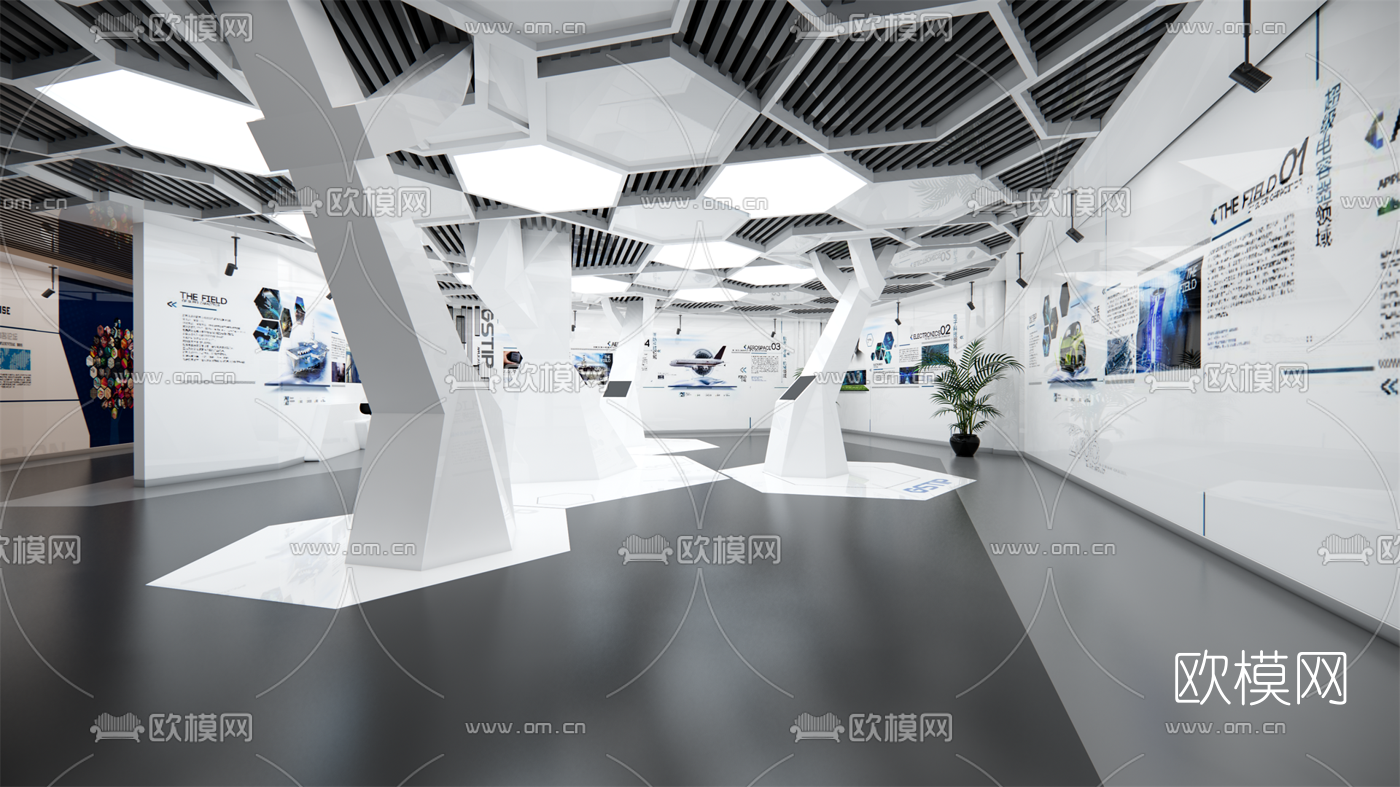 现代科技展厅su模型下载（渲染图1）