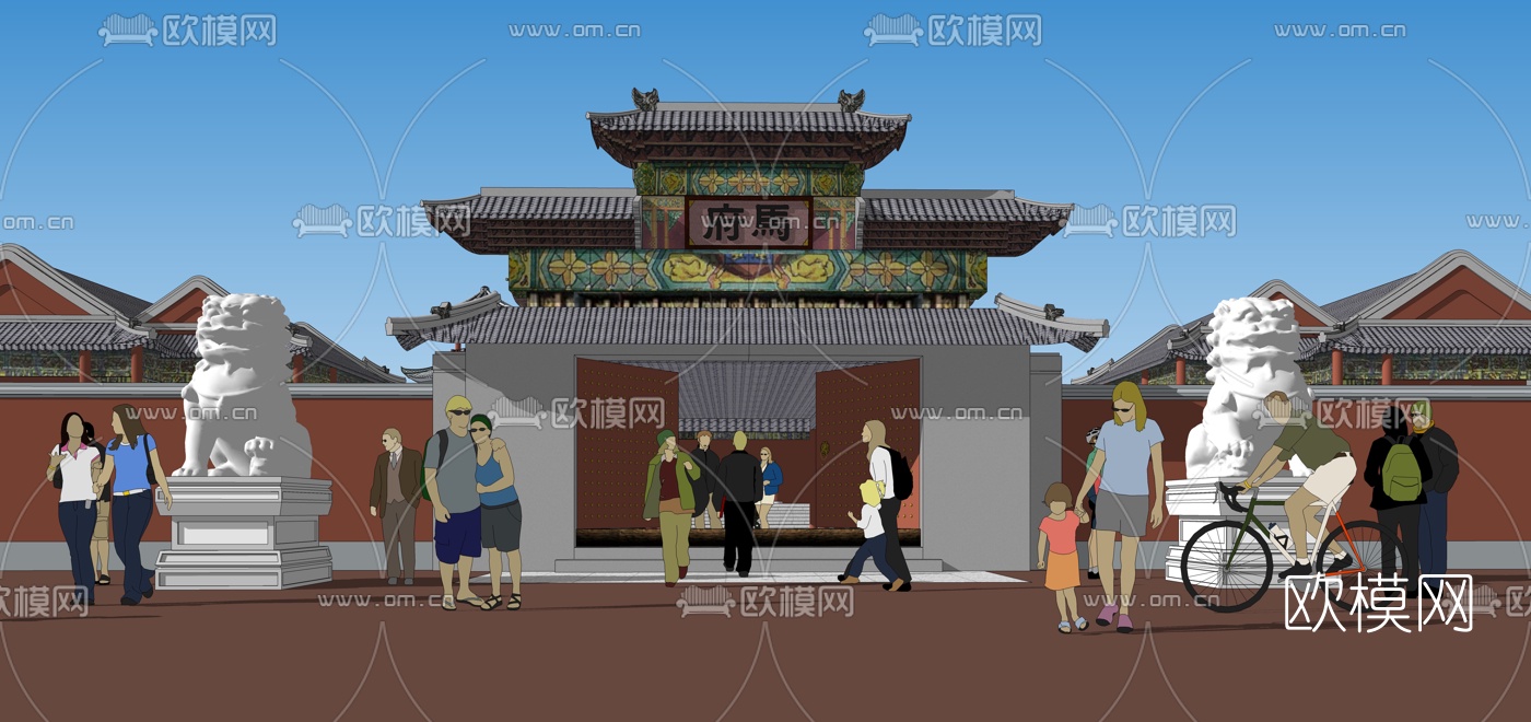 中式园林景观su模型下载（渲染图3）