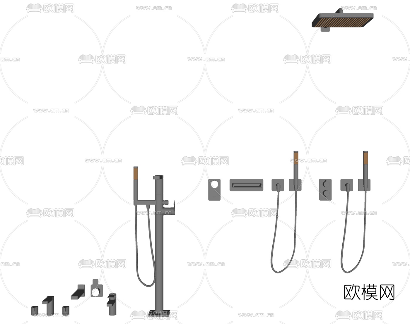 现代水龙头花洒su模型下载（渲染图1）