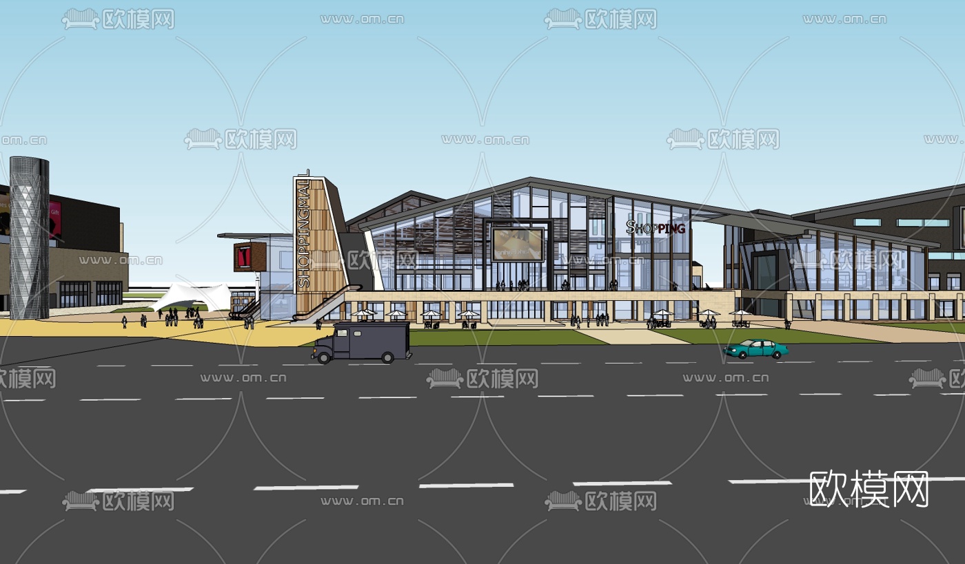 现代商业购物中心su模型下载（渲染图3）