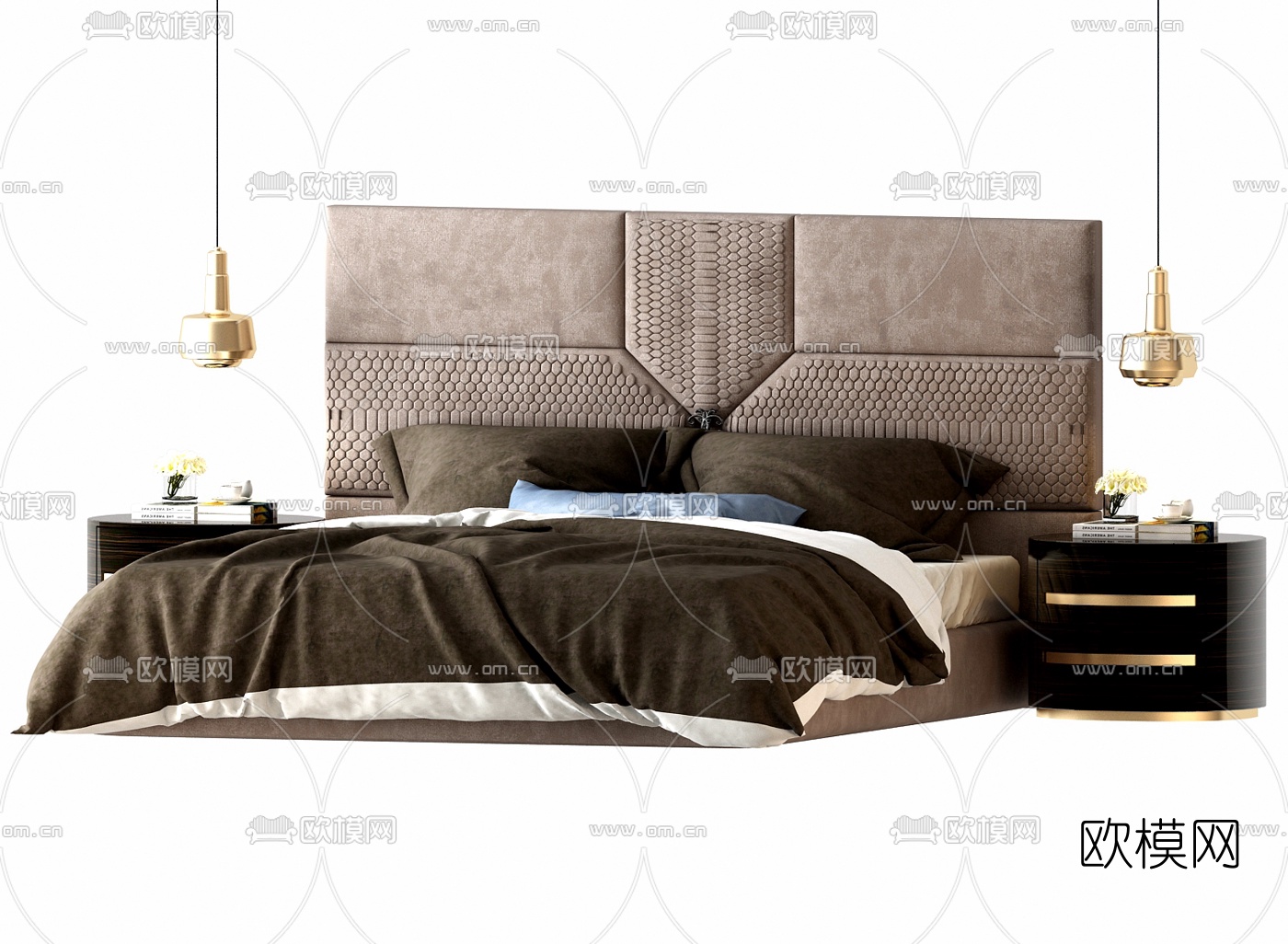 现代双人床3d模型下载