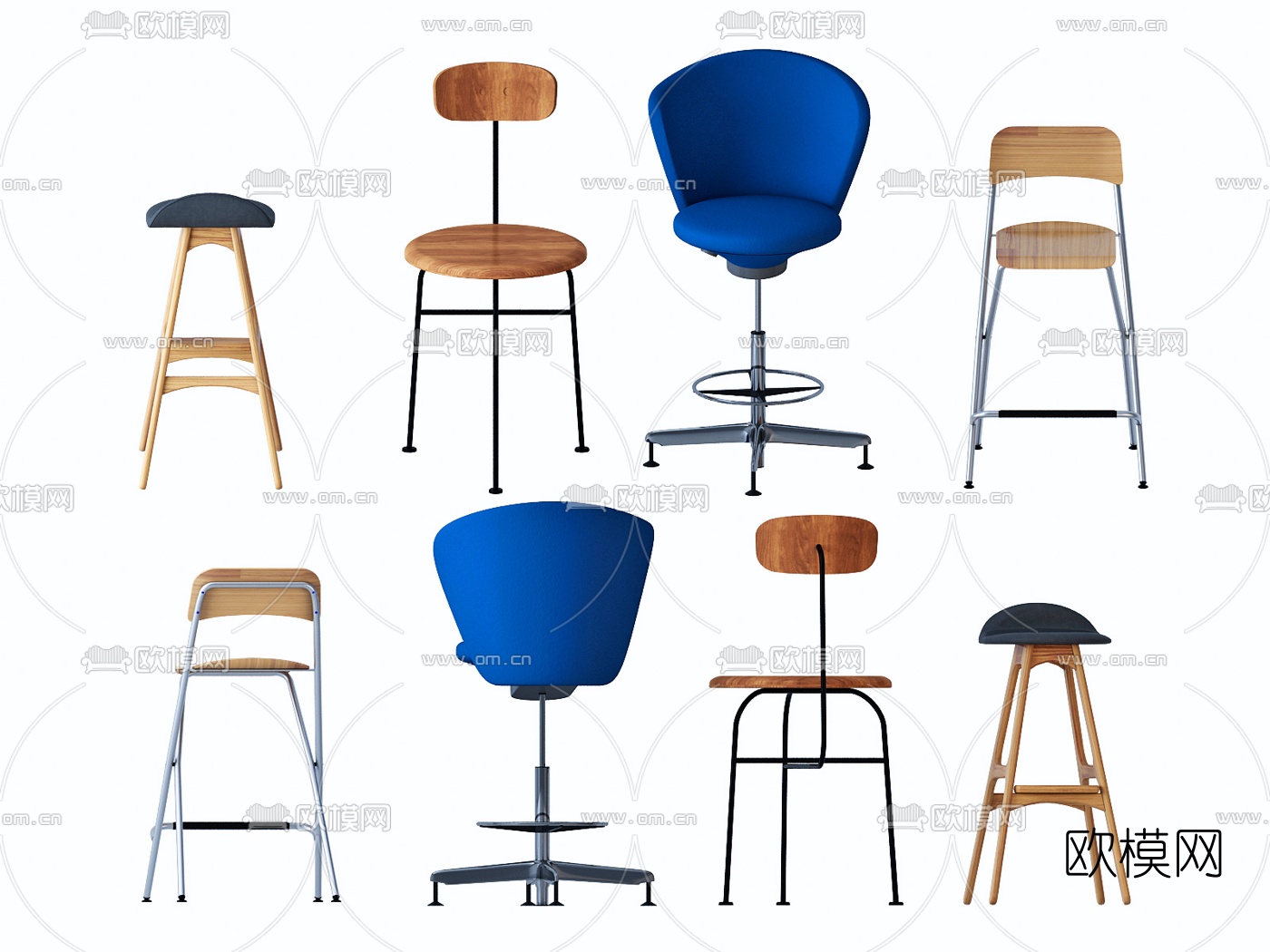 现代吧台椅3d模型下载