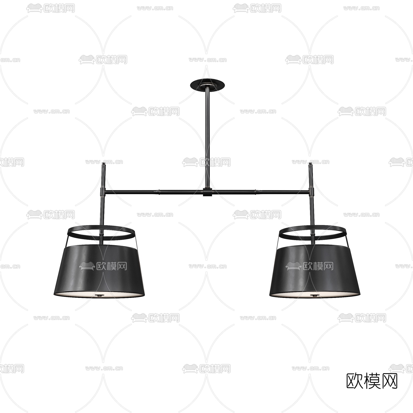 工业风双头吊灯3d模型下载（渲染图1）