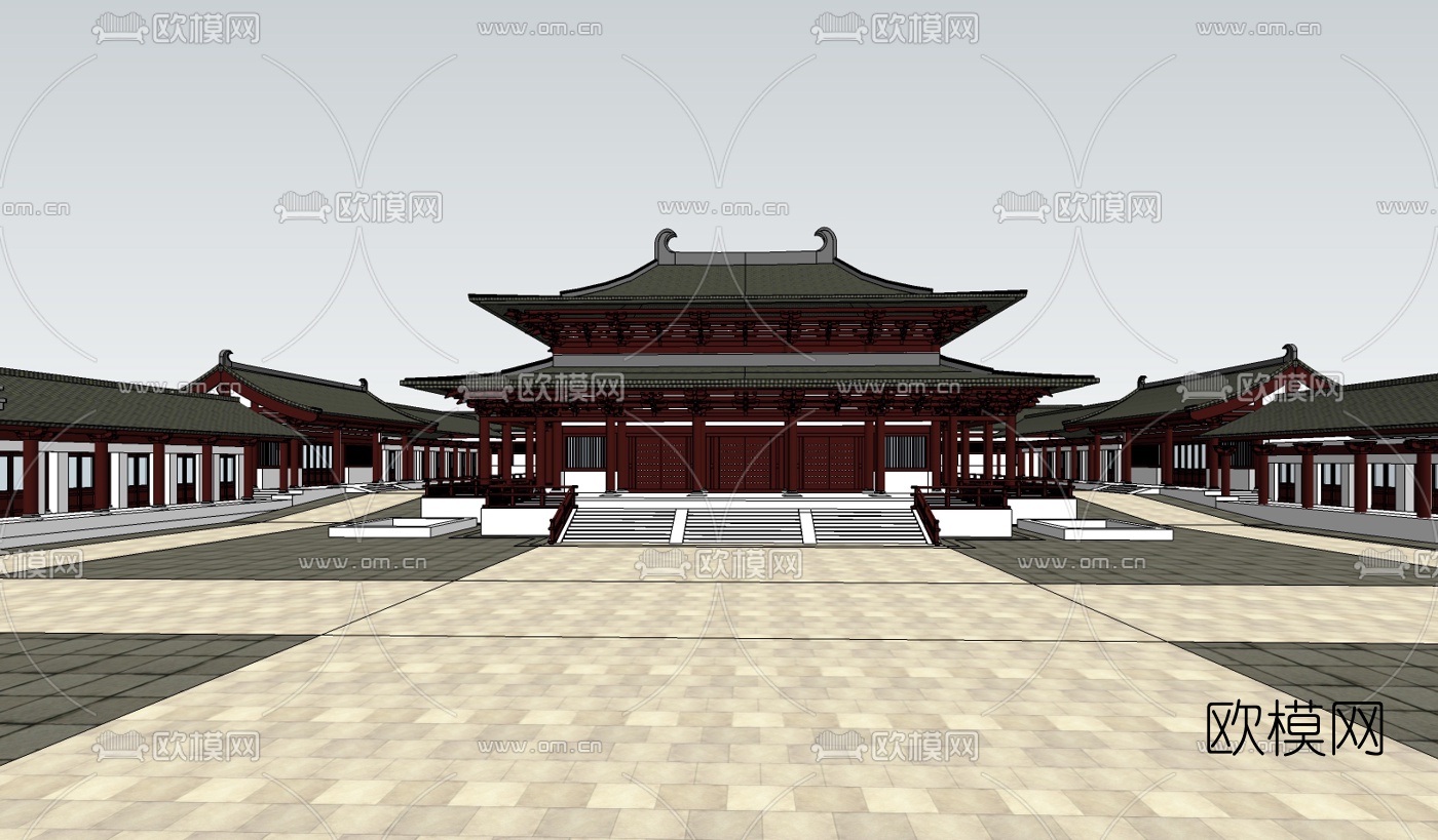 中式宫殿规划su模型下载（渲染图3）