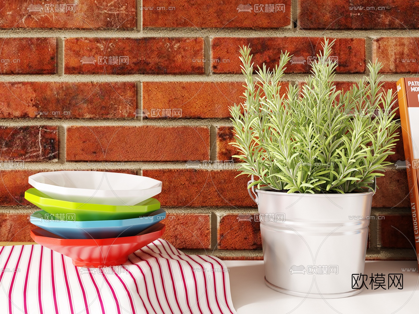 北欧厨房橱柜3d模型下载（渲染图3）