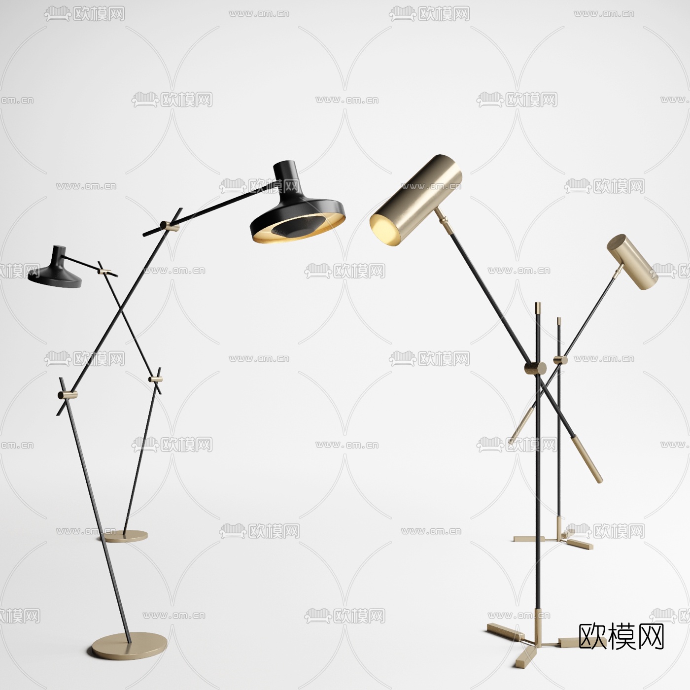 现代金属落地灯3d模型下载