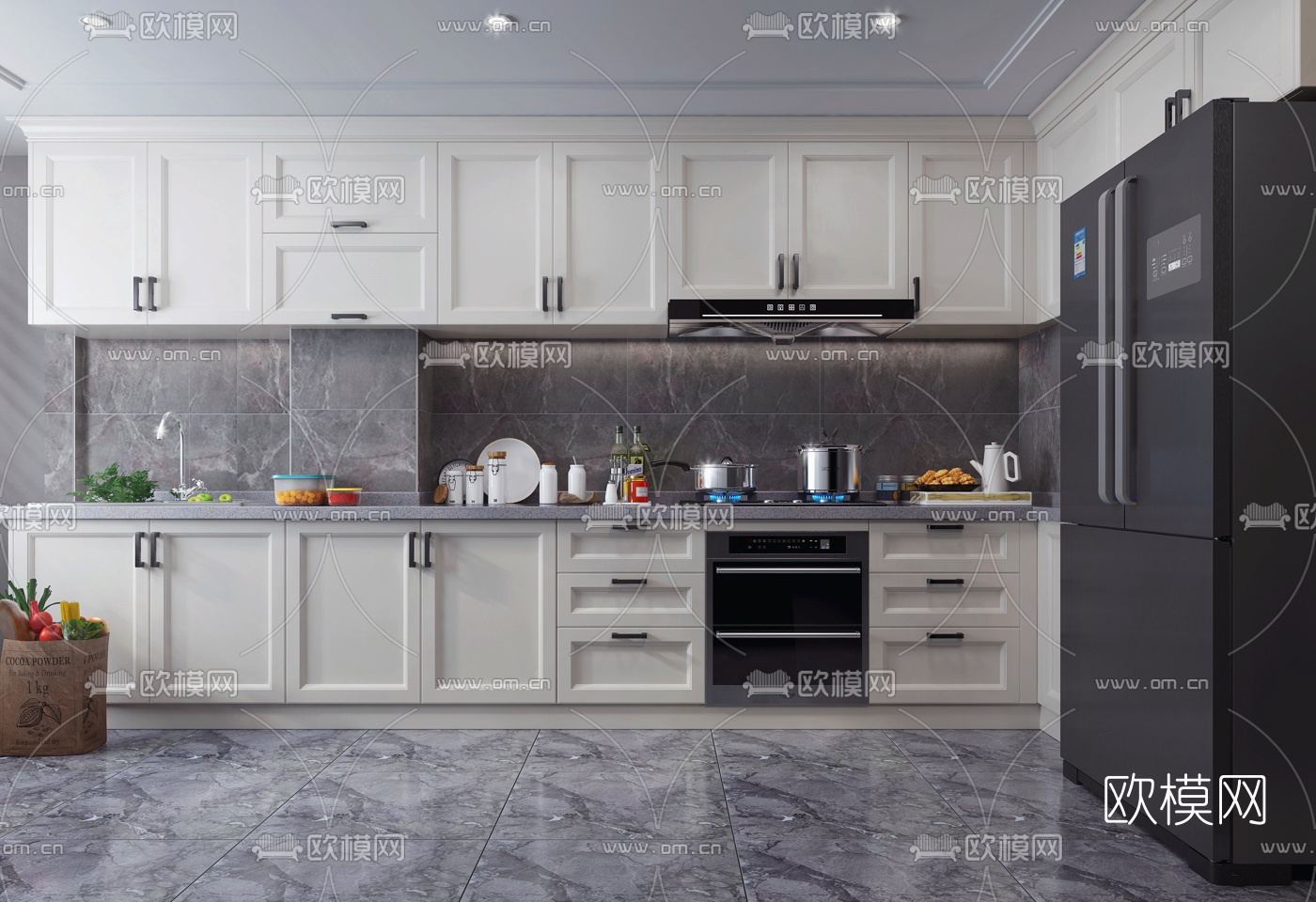 现代厨房橱柜3d模型下载