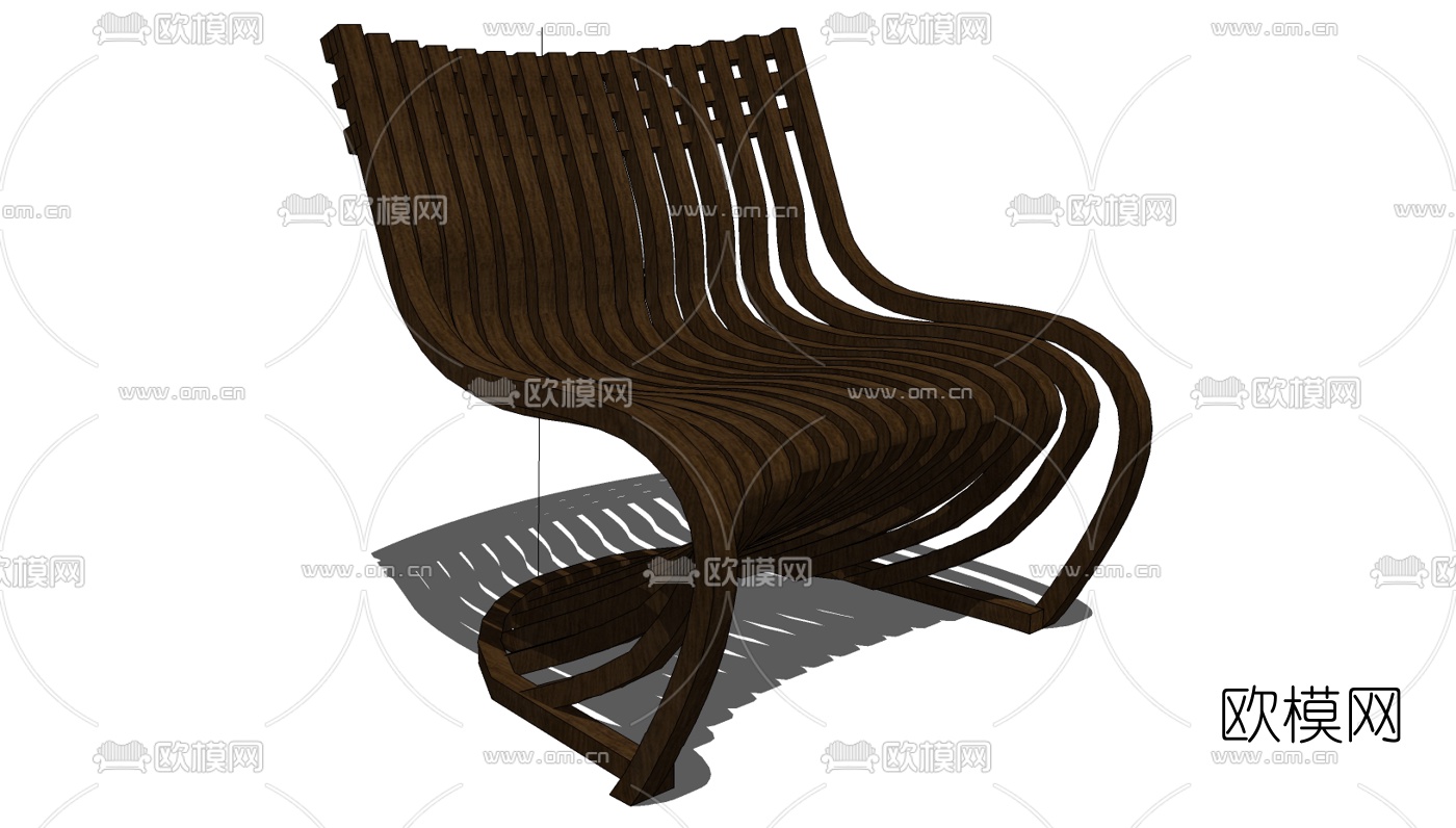现代实木室外椅免费su模型下载