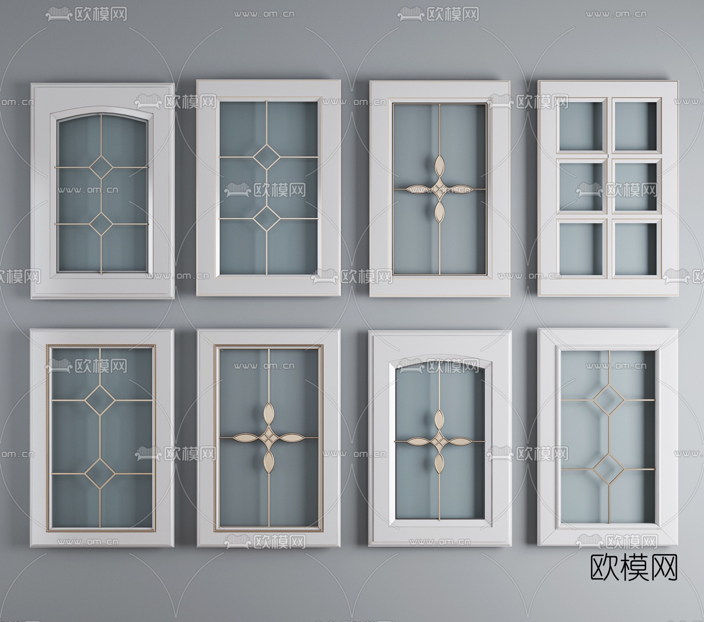 简欧橱柜吊柜门板描金3d模型