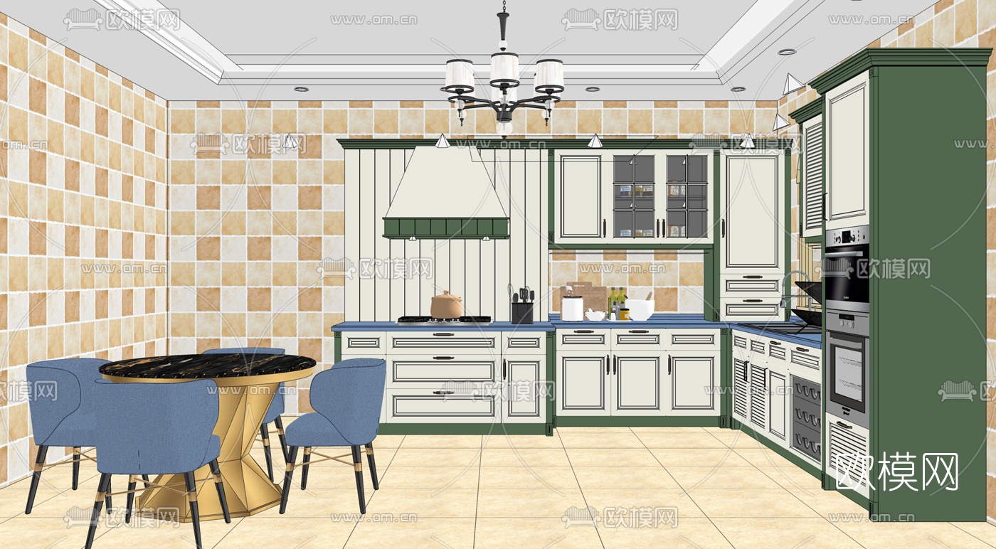 欧式橱柜su模型下载