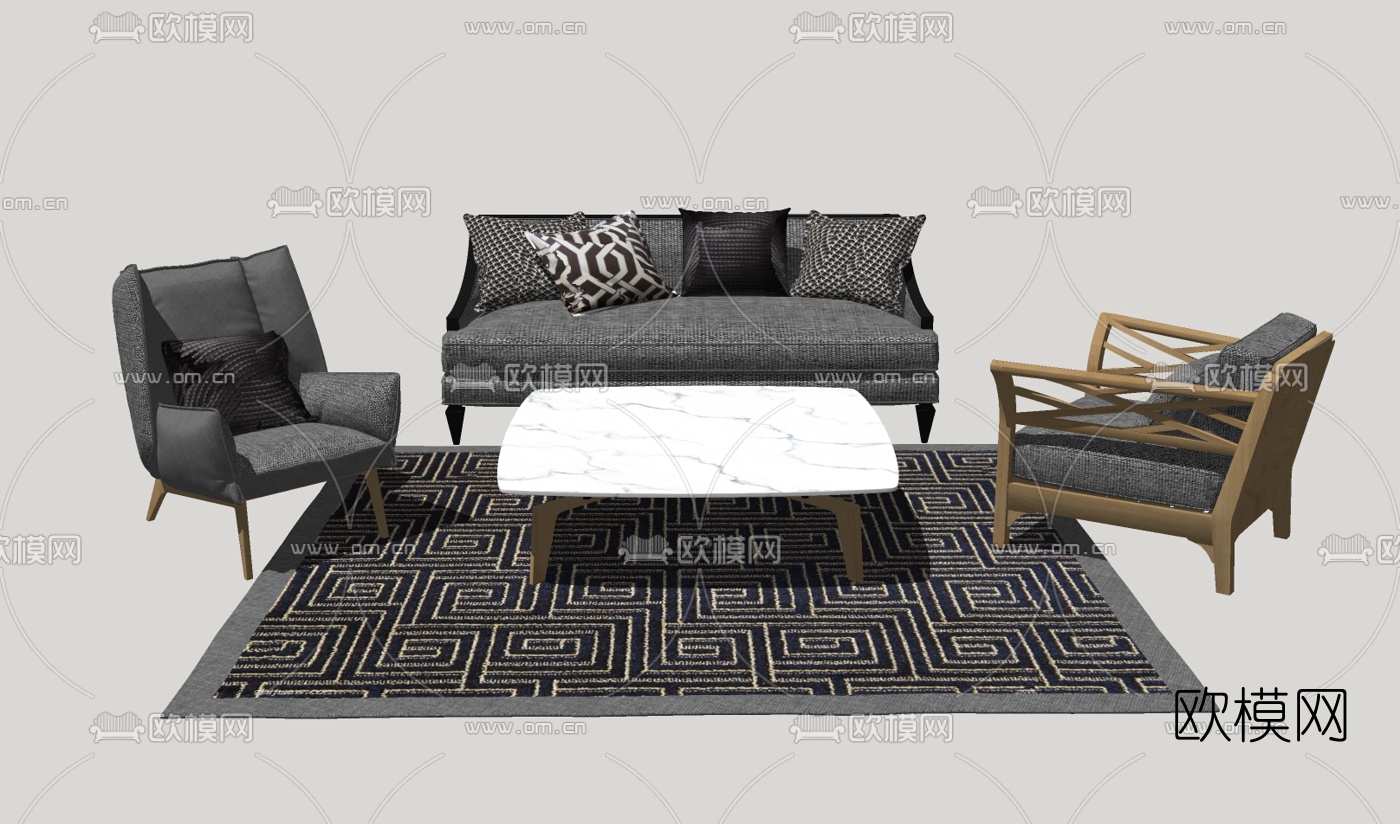 北欧沙发组合免费su模型下载