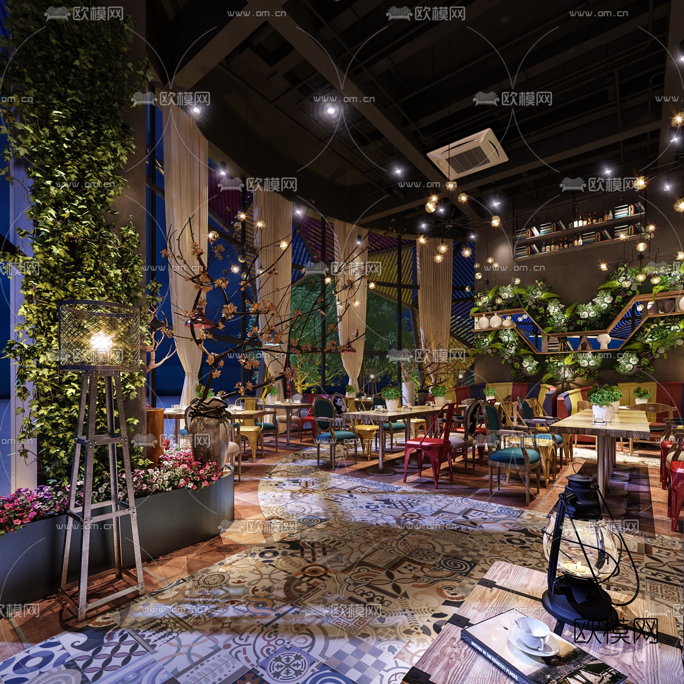 工业风休闲西餐厅3d模型