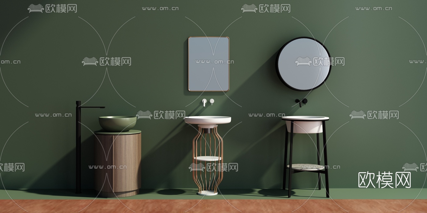 北欧洗手台组合3d模型下载