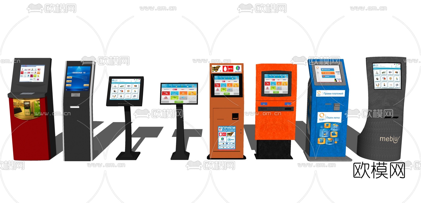 现代展示机自助挂号机su模型下载