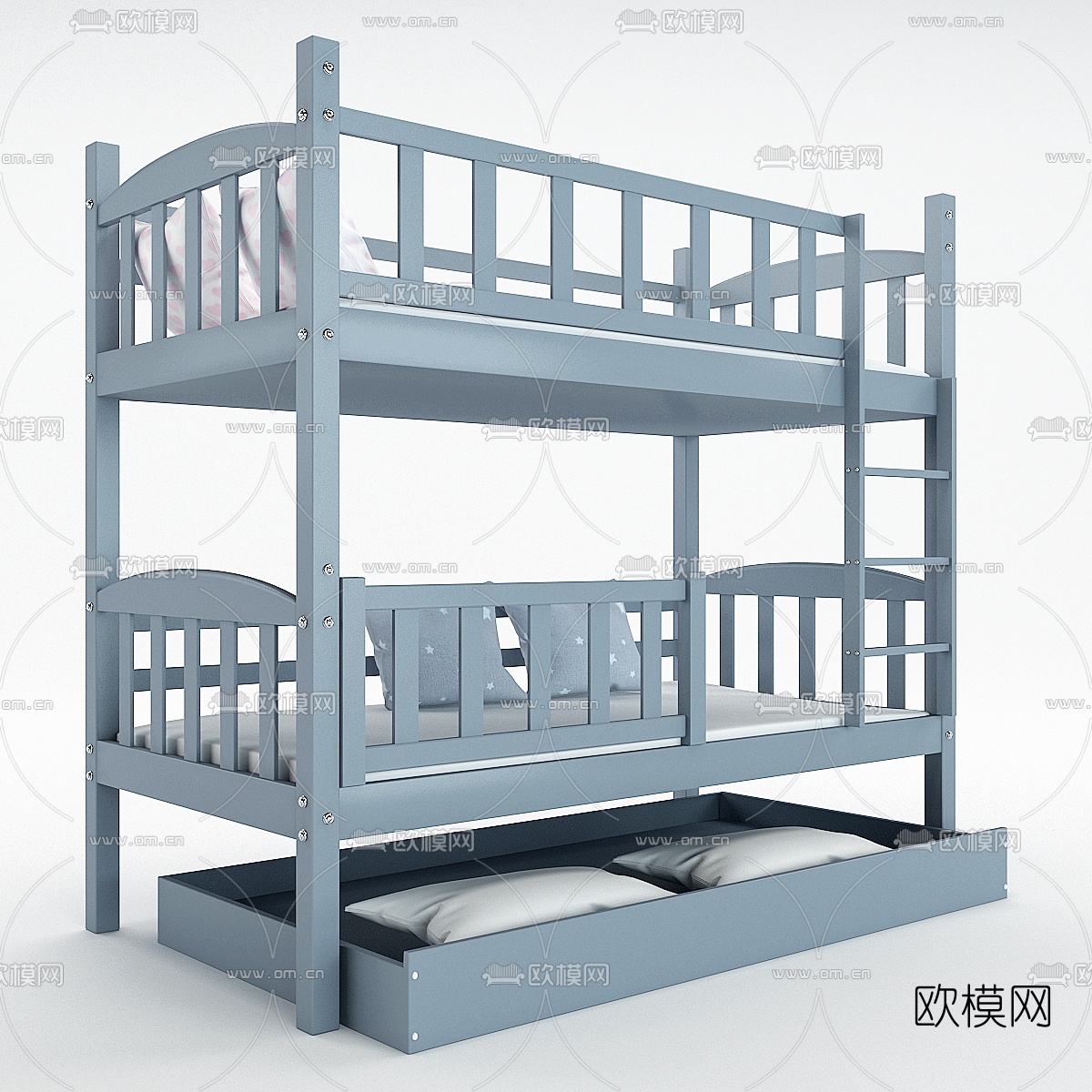 北欧儿童双层床3d模型