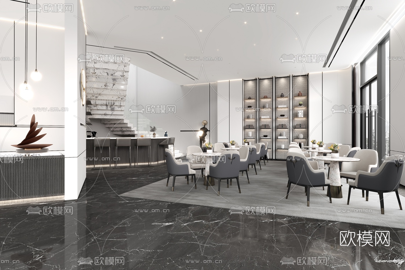 现代售楼处大厅3d模型下载（渲染图2）