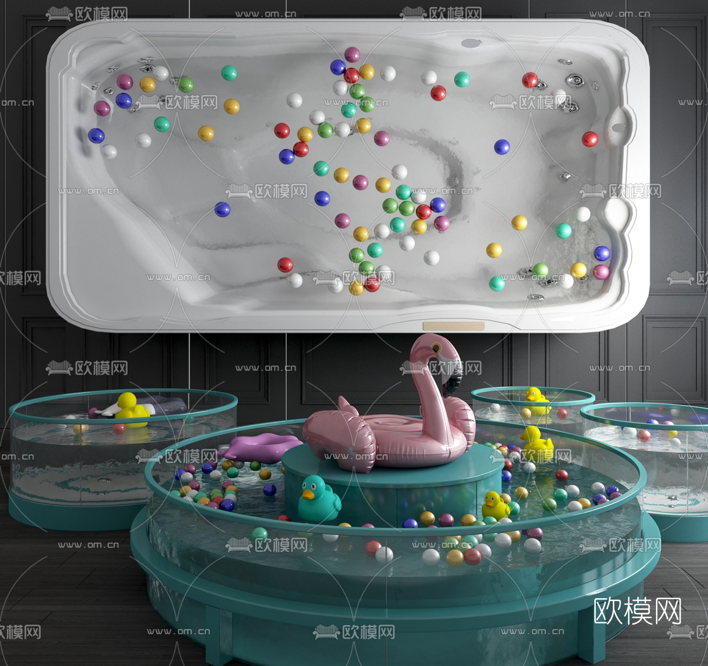 现代儿童游泳池游泳缸3d模型下载