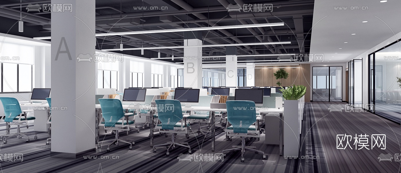 现代办公区3d模型