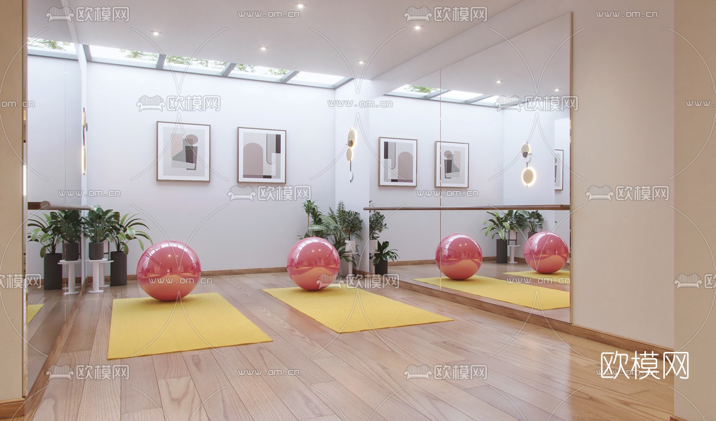 现代休闲娱乐起居室瑜伽室3d模型