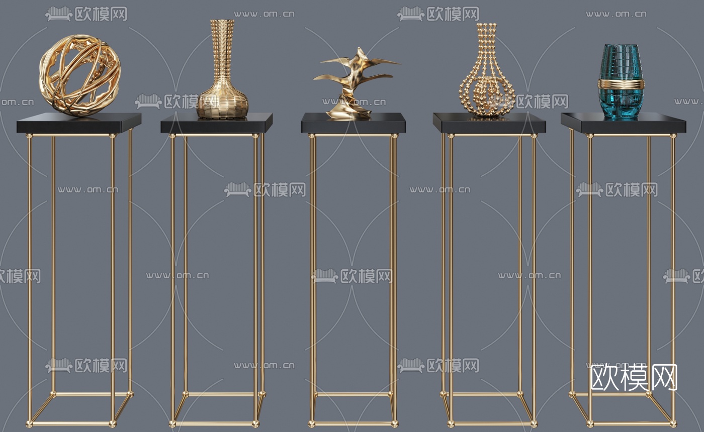 现代轻奢金属饰品摆件3d模型