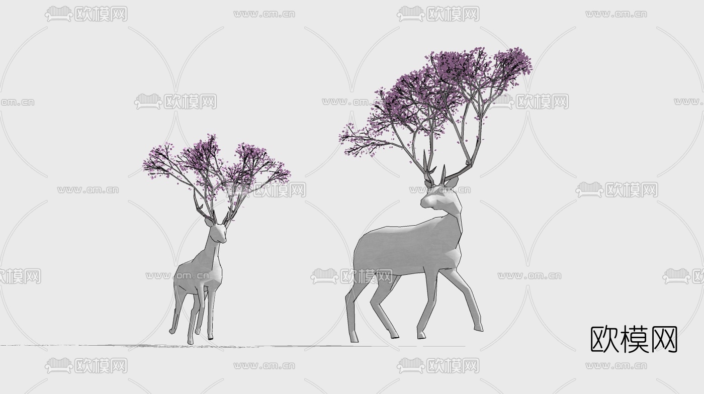现代麋鹿艺术雕塑su模型下载（渲染图3）