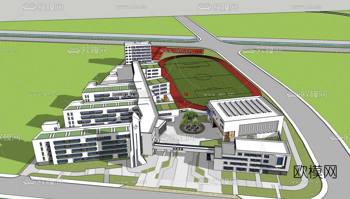 现代学校免费su模型下载（渲染图2）