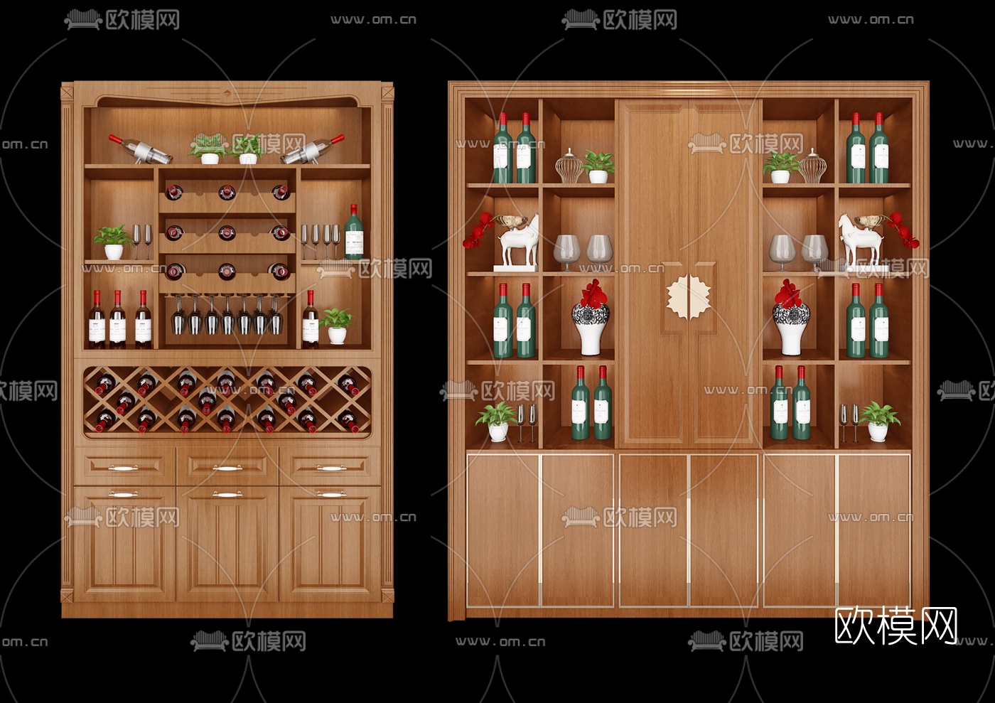 新中式酒櫃組合3d模型