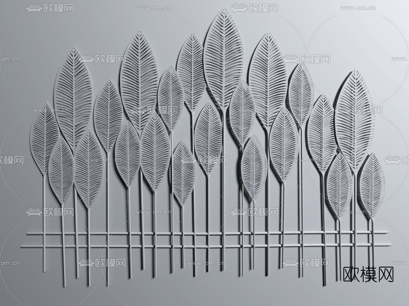 东南亚蕉叶墙饰装饰品3d模型下载（渲染图2）
