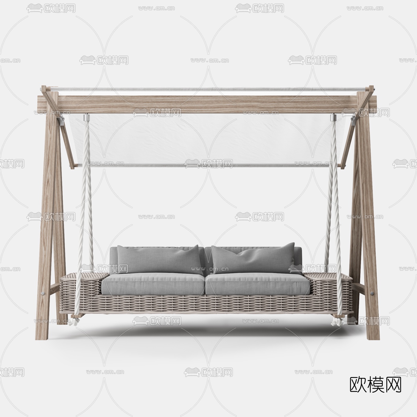 现代户外双人沙发吊椅3d模型下载（渲染图2）