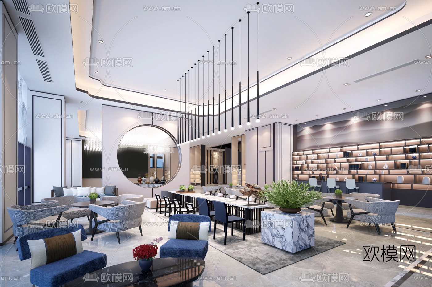 深圳华墨国际设计新中式售楼处3D模型下载（渲染图1）